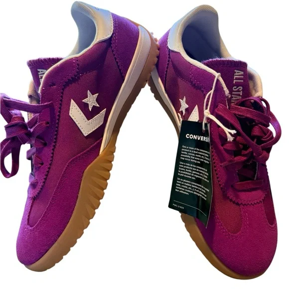 Converse Magenta Sneakers with White and Tan Accents Size 7.5 W - Picture 1 of 6